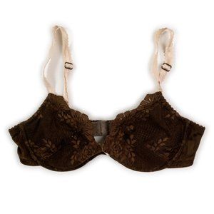 H&M brown lace demi-cup bra size 34A